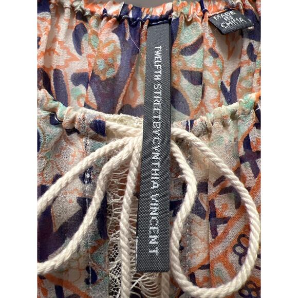 Twelfth Street by Cynthia Vincent Women’s Annuska Peasant Top Size M Multicolor - Picture 4 of 5